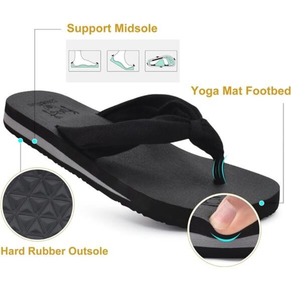 Flip Flops for Women with Arch Support Yoga Mat Comfortable Summer Beach Walking - Picture 5 of 7
